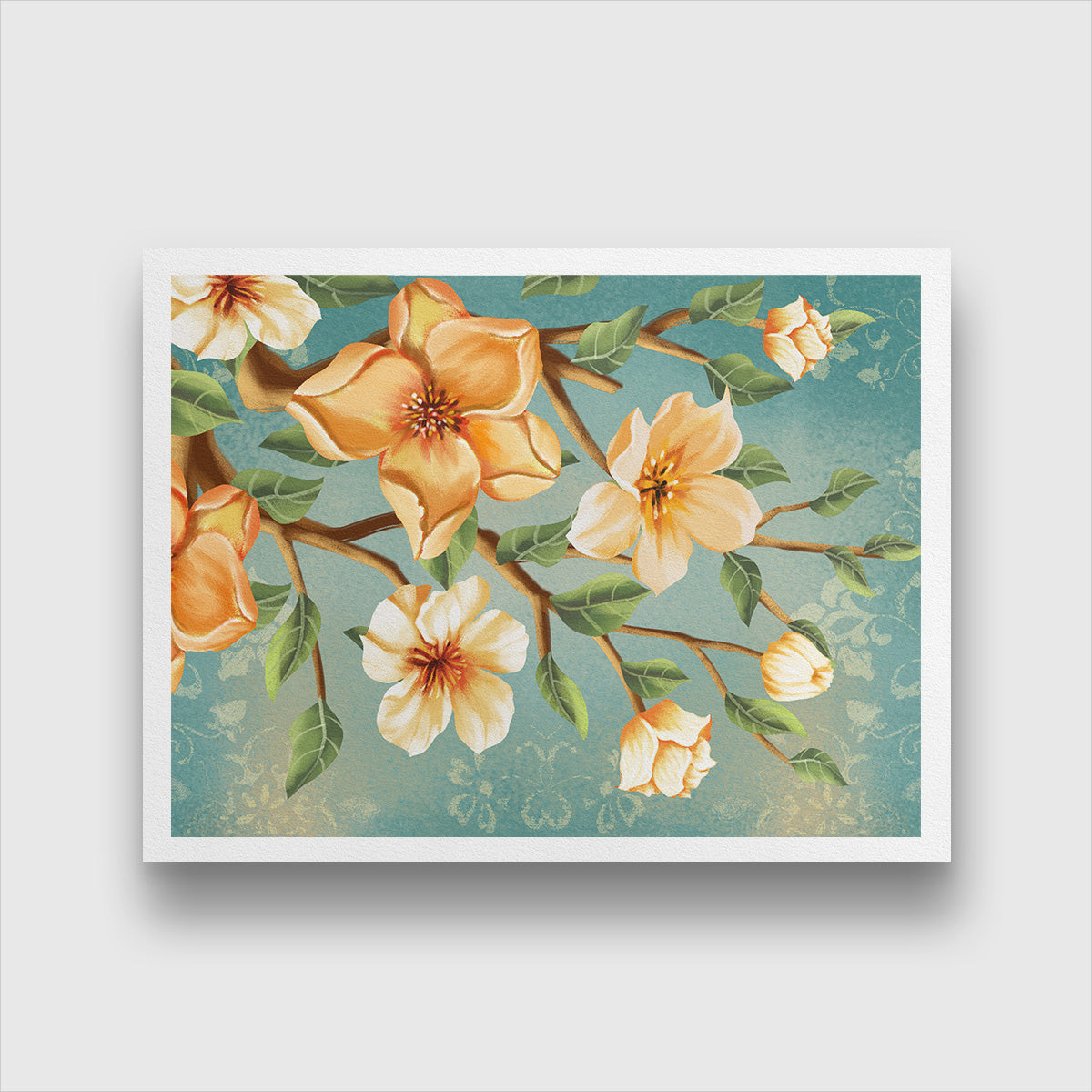 Magnolia Flowers Painting 4 : 3 Horizontal Premium Wall Art Canvas by MeriDeewar