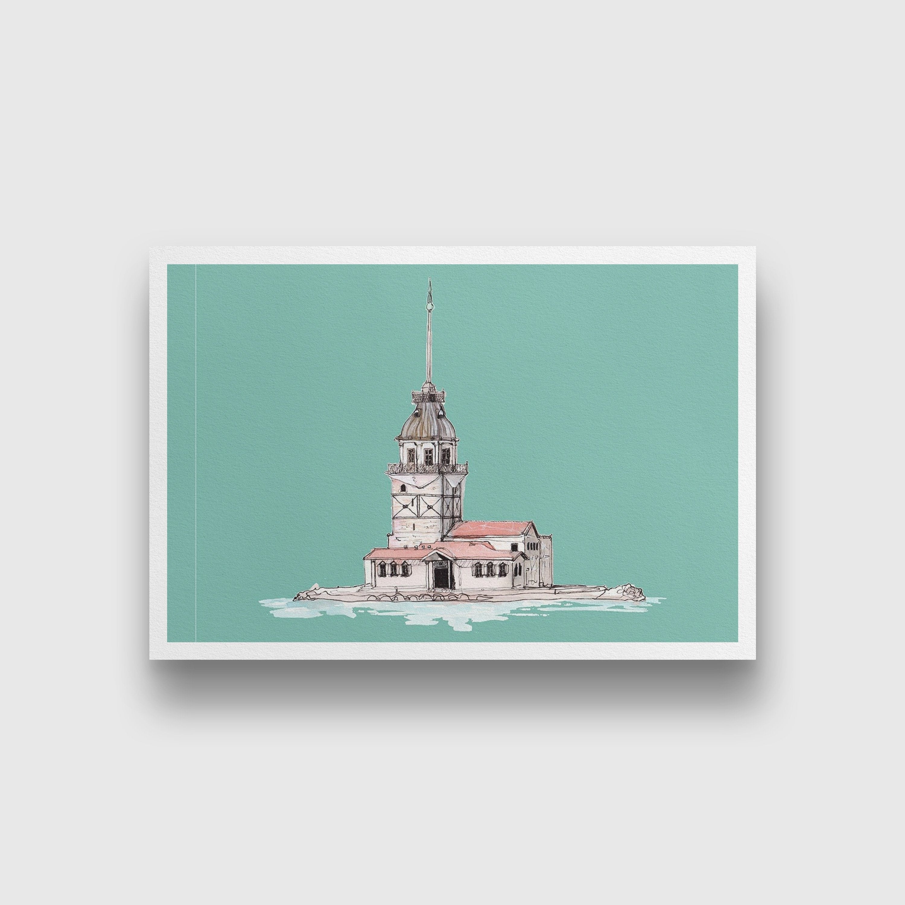 Maiden Tower Illustration Painting - Meri Deewar 3 : 2 Horizontal Premium Wall Art Canvas by MeriDeewar