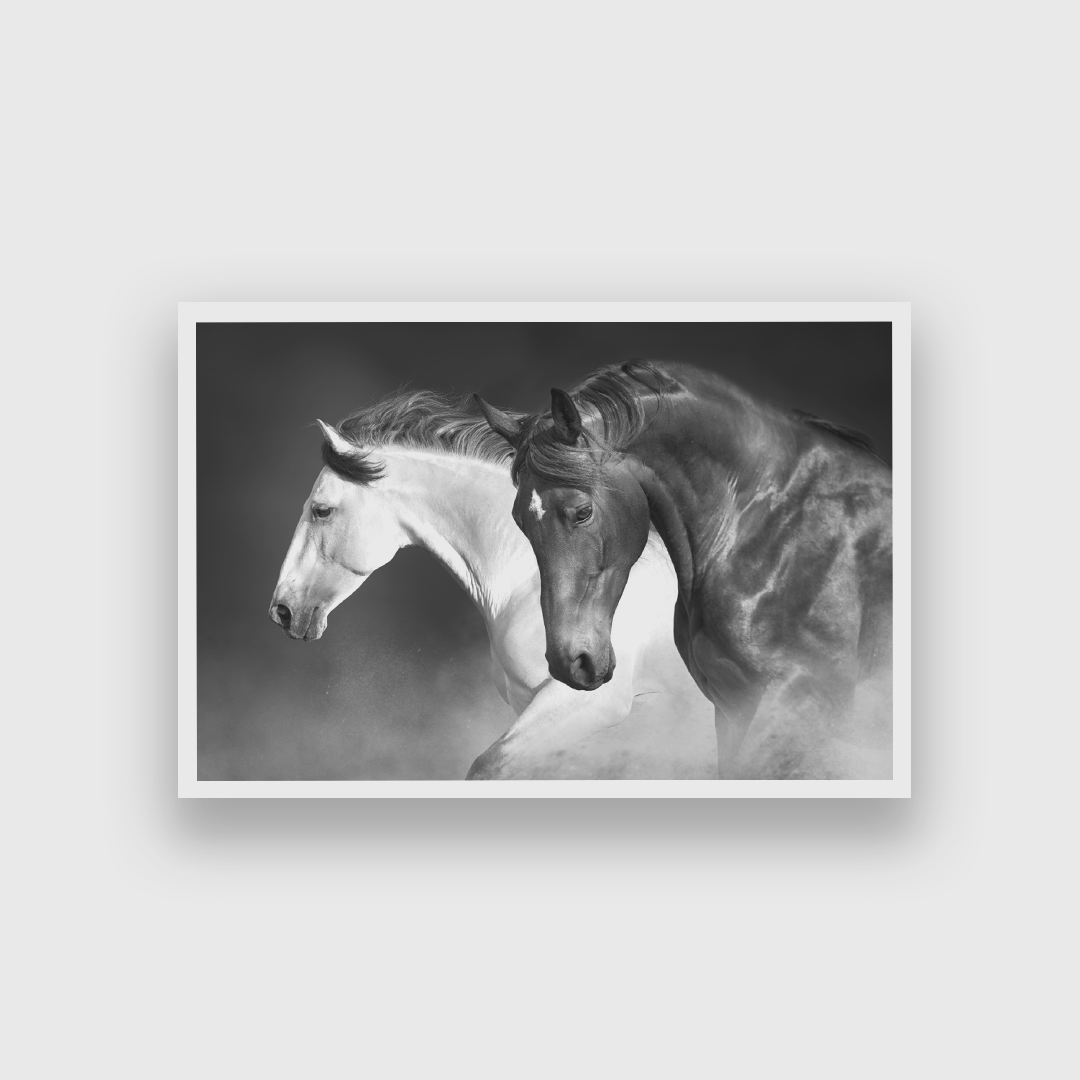 Majestic Stallions Framed Wall Painting 3 : 2 Horizontal Premium Wall Art Canvas by MeriDeewar