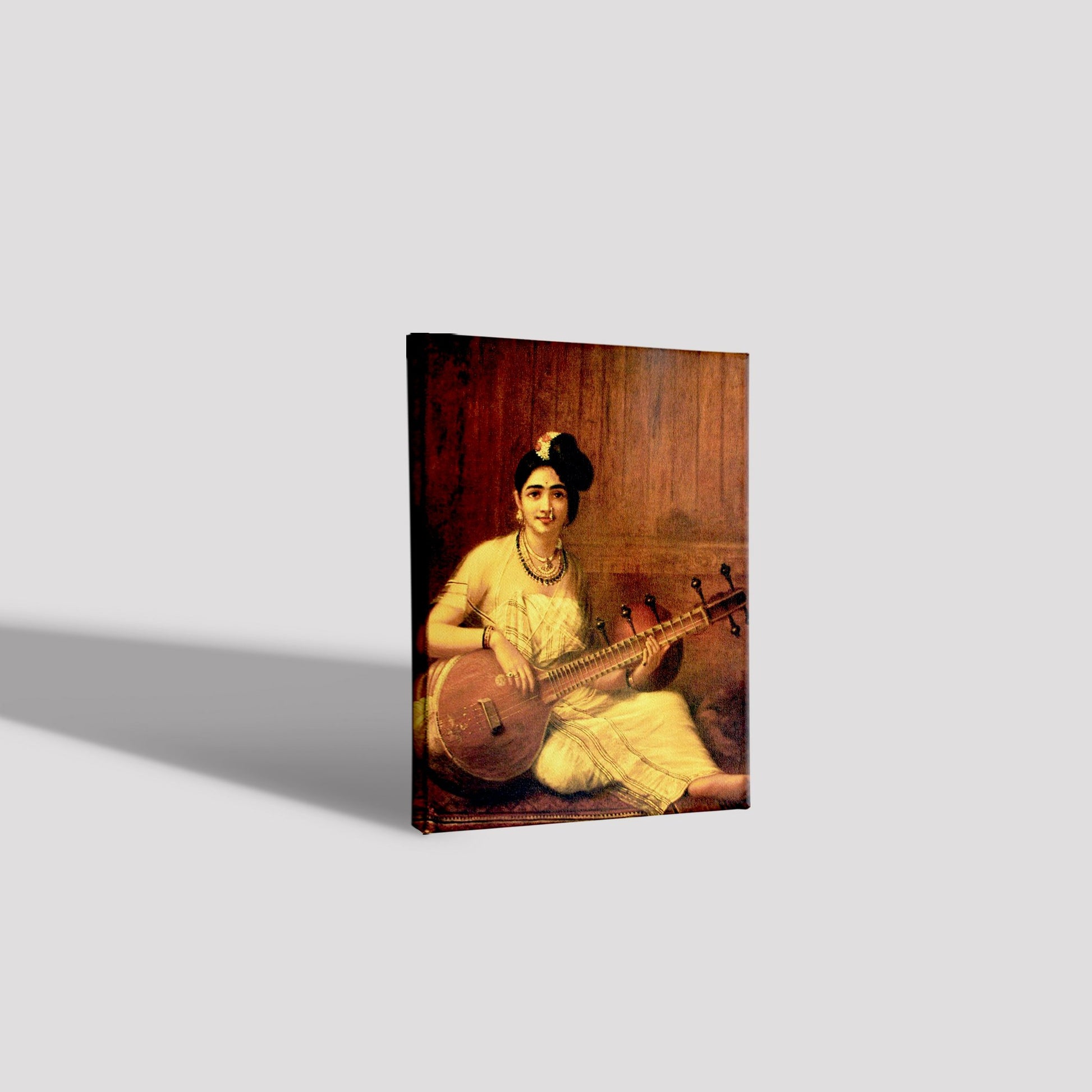 Malabar Lady With Veena Painting - Meri Deewar 3 : 4 Vertical Premium Wall Art Canvas by MeriDeewar