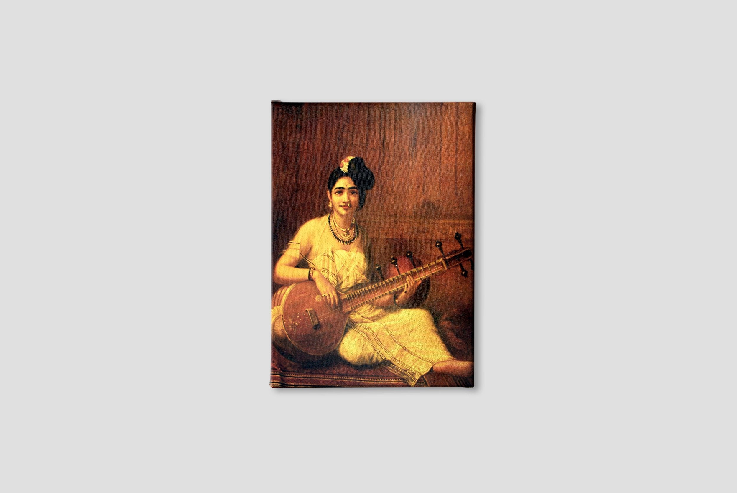 Malabar Lady With Veena Painting - Meri Deewar 3 : 4 Vertical Premium Wall Art Canvas by MeriDeewar