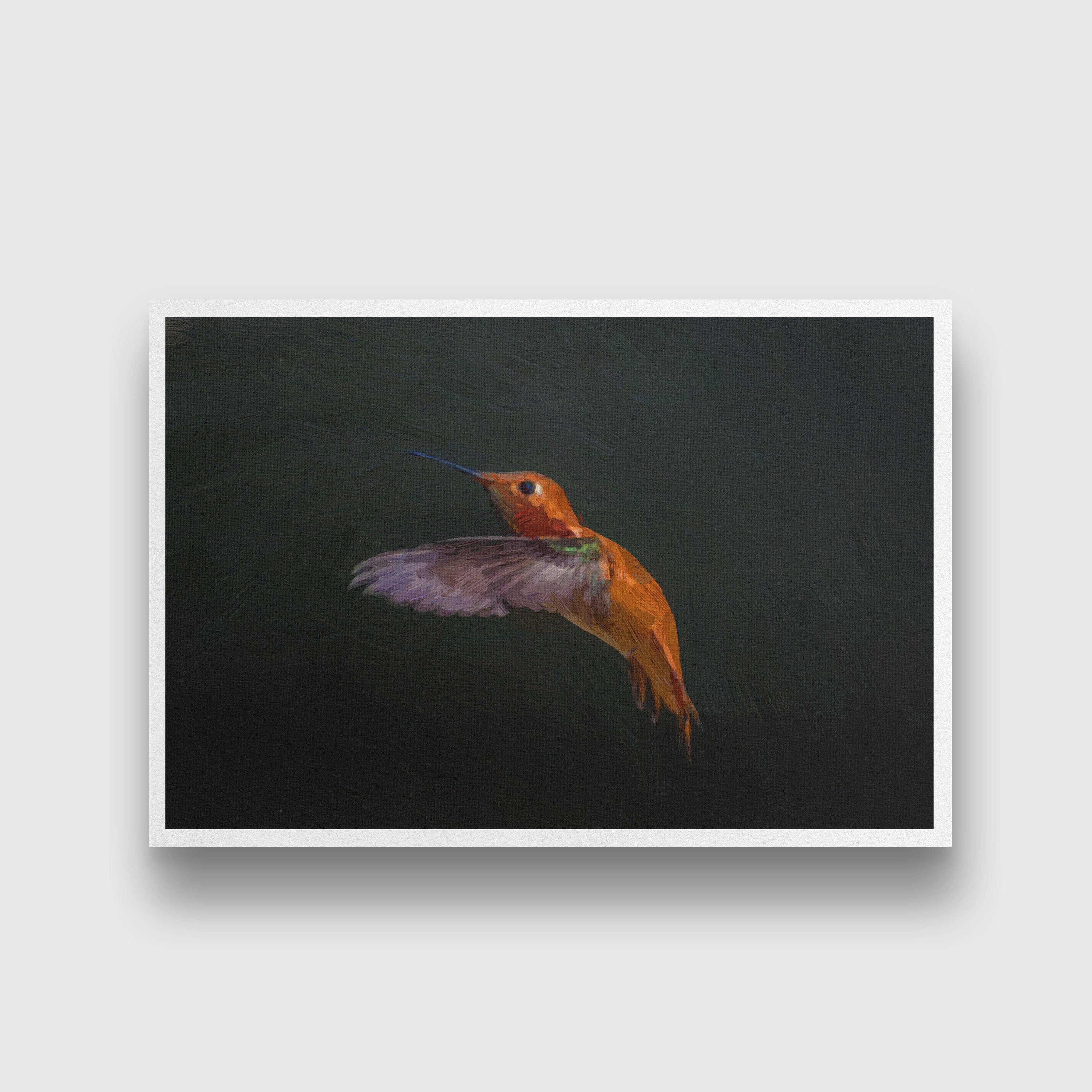 Malachite kingfisher painting - Meri Deewar 3 : 2 Horizontal Premium Wall Art Canvas by MeriDeewar