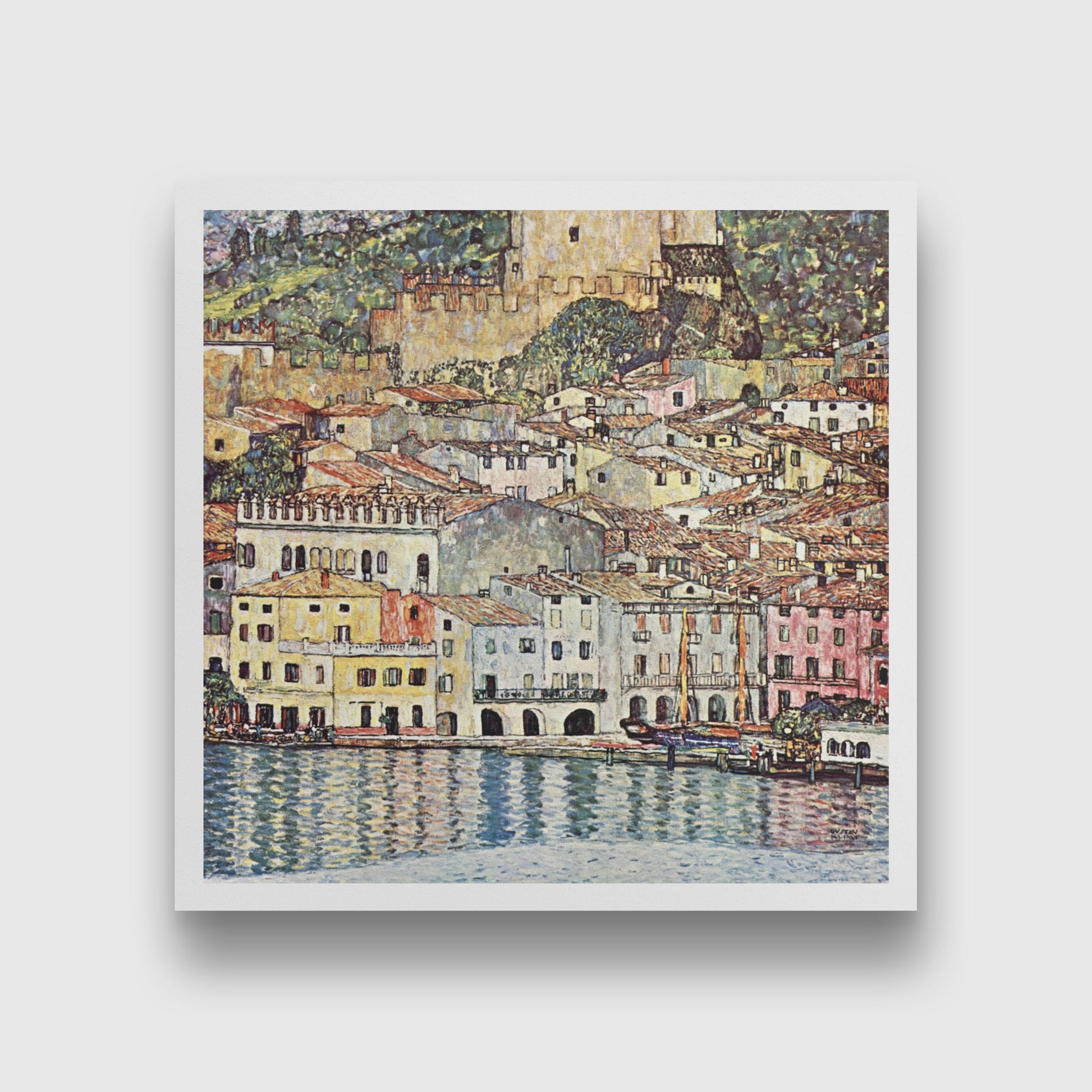 Malcesine am Gardasee painting 1 : 1 Square Premium Wall Art Canvas by MeriDeewar