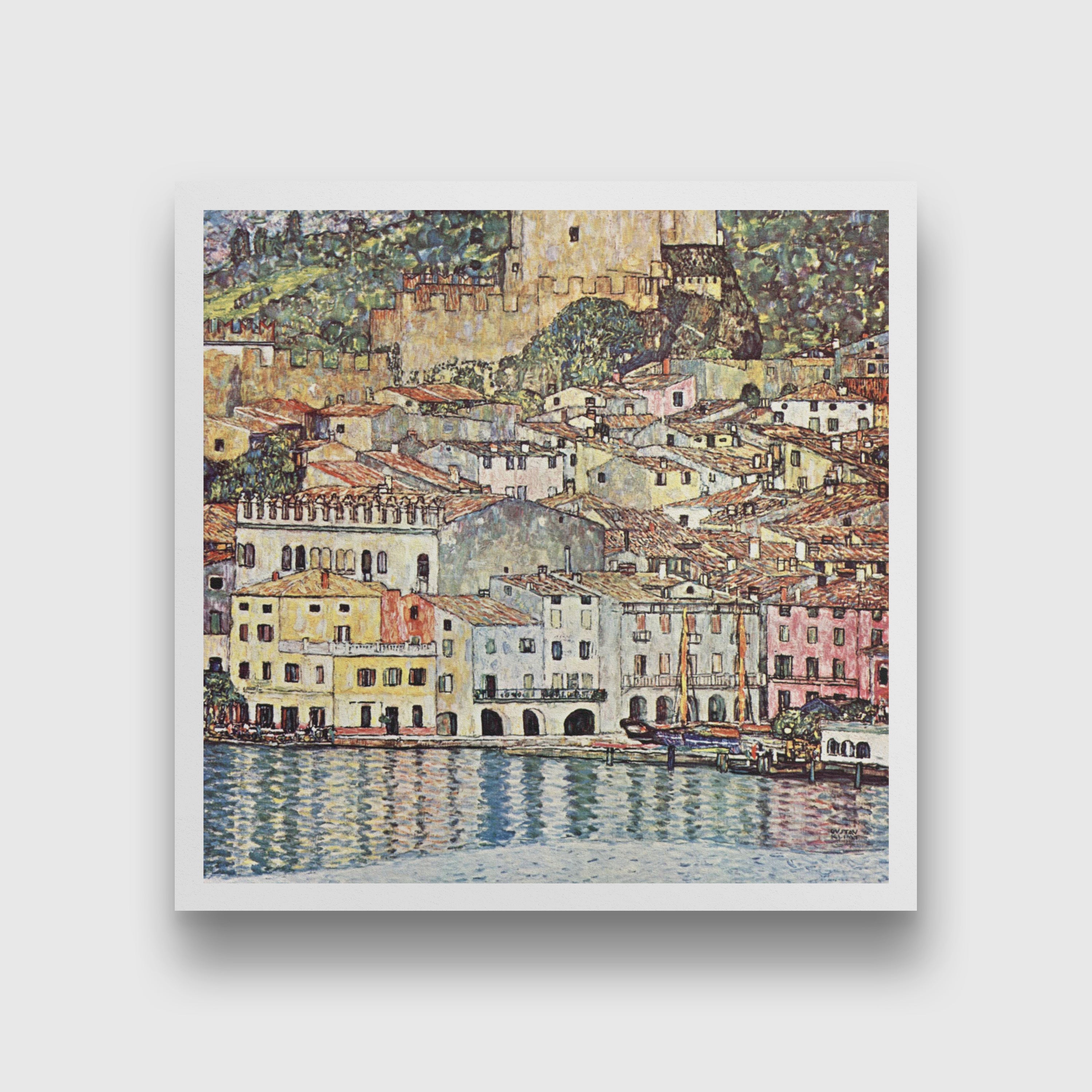 Malcesine am Gardasee painting 1 : 1 Square Premium Wall Art Canvas by MeriDeewar