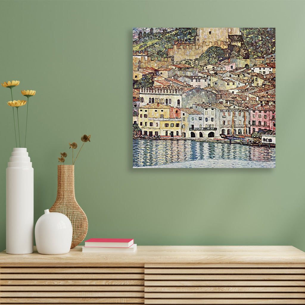 Malcesine am Gardasee painting 1 : 1 Square Premium Wall Art Canvas by MeriDeewar