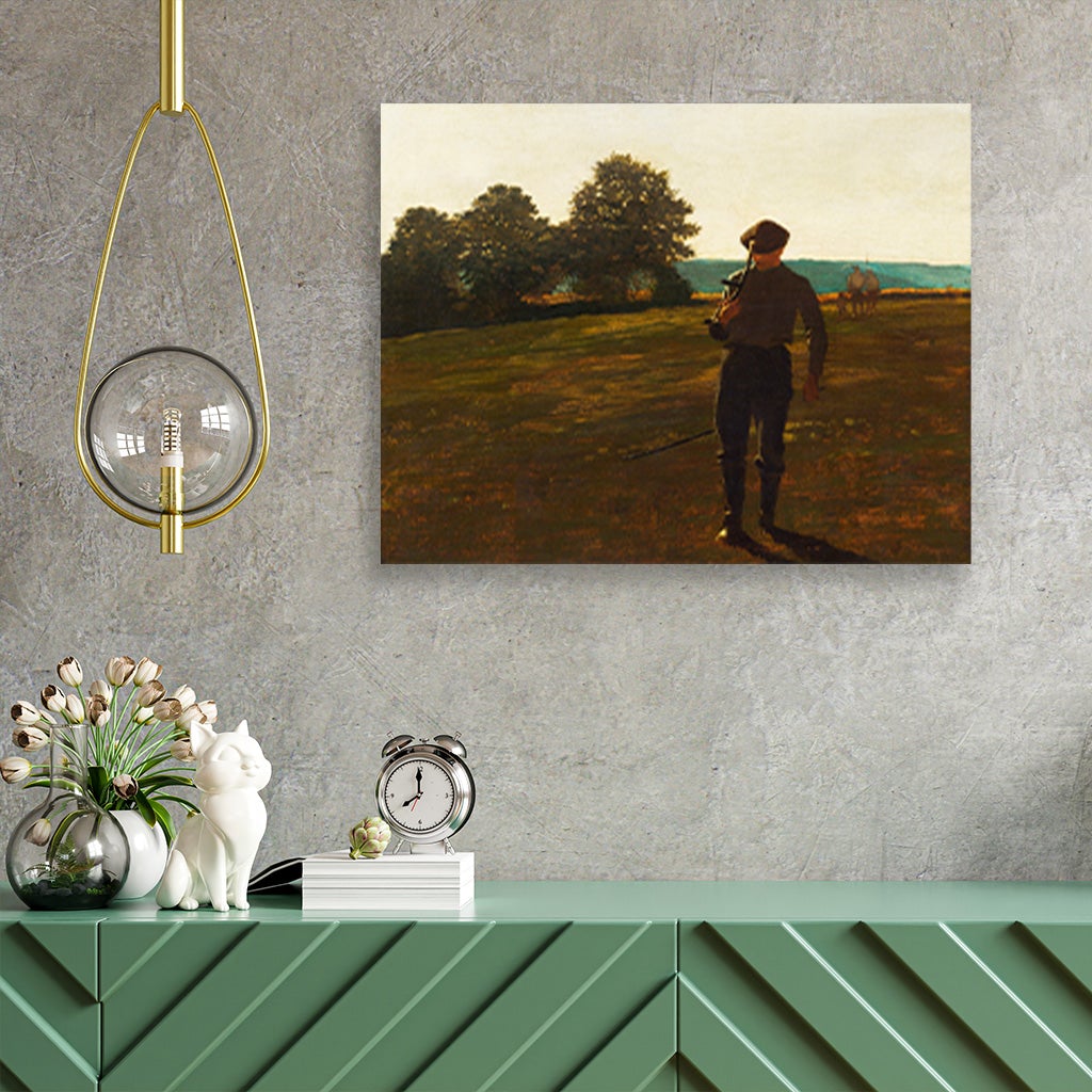 Man with a Scythe painting - Meri Deewar 4 : 3 Horizontal Premium Wall Art Canvas by MeriDeewar