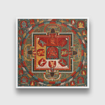 Mandala of Raktayamari Painting 1 : 1 Square Premium Wall Art Canvas by MeriDeewar