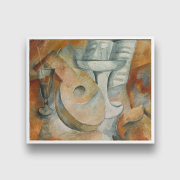 Mandolin And Fruit Dish Painting - Meri Deewar 6 : 5 Horizontal Premium Wall Art Canvas by MeriDeewar