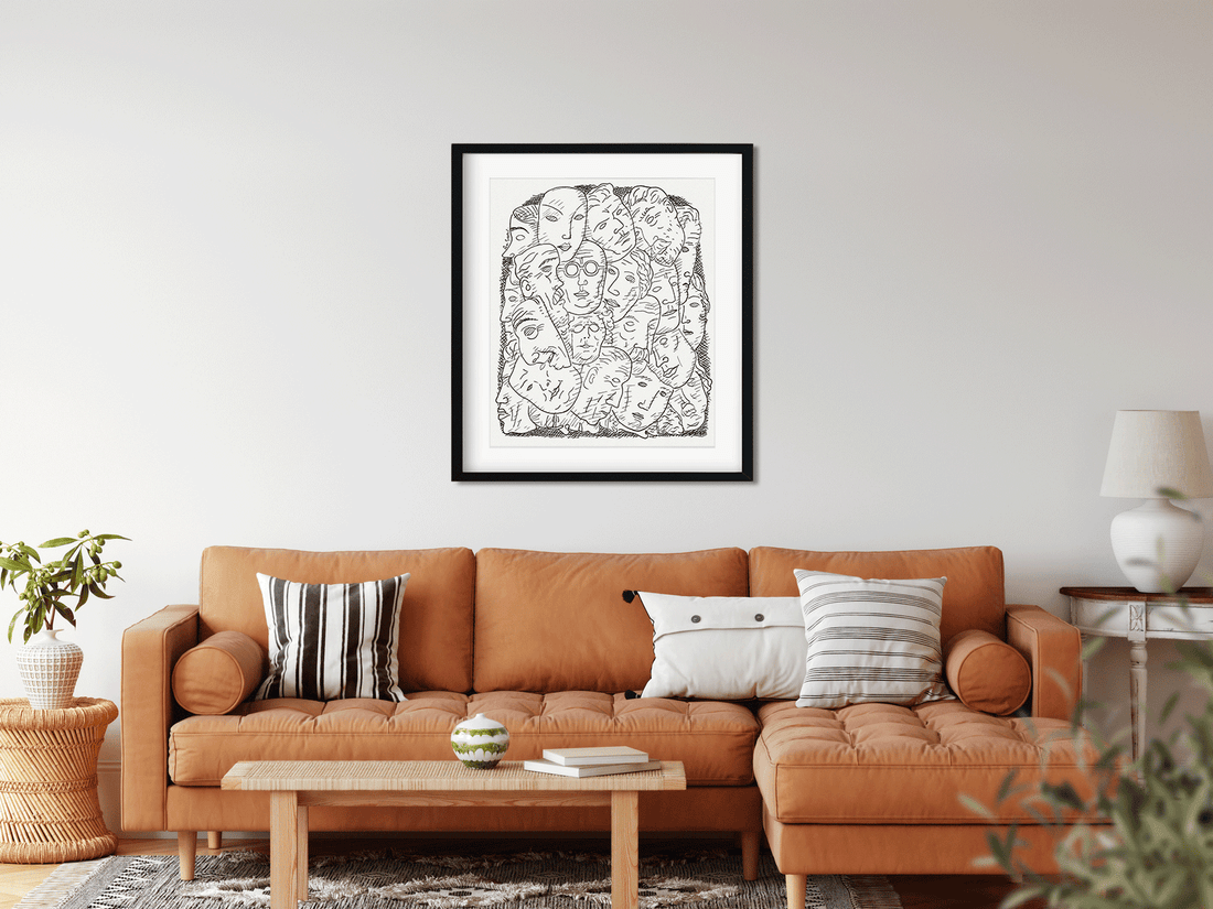 Maskers Painting 1 : 1 Square Premium Wall Art Canvas by MeriDeewar
