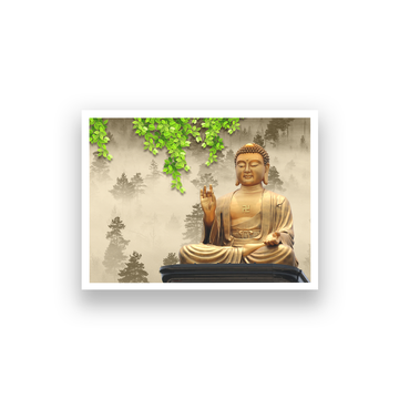 Meditating Buddha Wall Painting 4 : 3 Horizontal Premium Wall Art Canvas by MeriDeewar