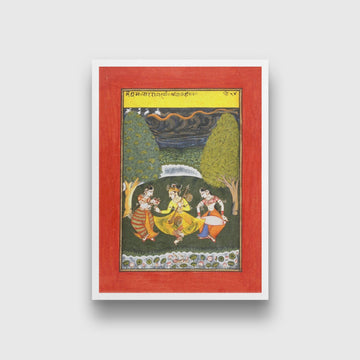 Megha Mallar Raga, Folio from a Ragamala (Garland of Melodies) Painting - Meri Deewar 4 X 5.5 Vertical Premium Wall Art Canvas by MeriDeewar
