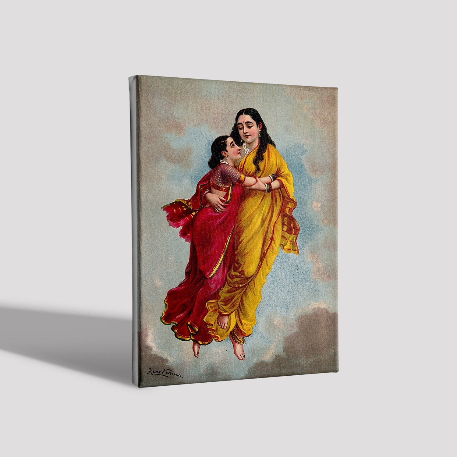 Menaka Takes Shakuntala to Heaven, Painting By Raja Ravi Varma - Meri Deewar 2 : 3 Vertical Premium Wall Art Canvas by MeriDeewar