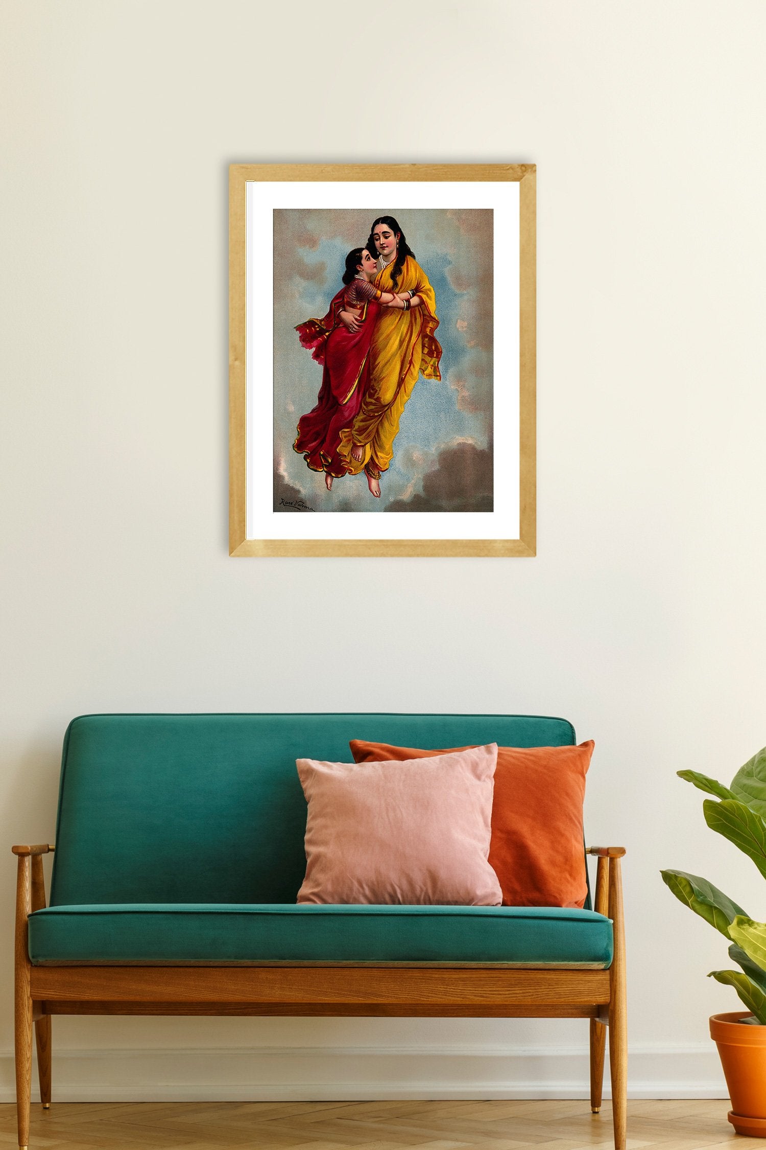 Menaka Takes Shakuntala to Heaven, Painting By Raja Ravi Varma - Meri Deewar 2 : 3 Vertical Premium Wall Art Canvas by MeriDeewar