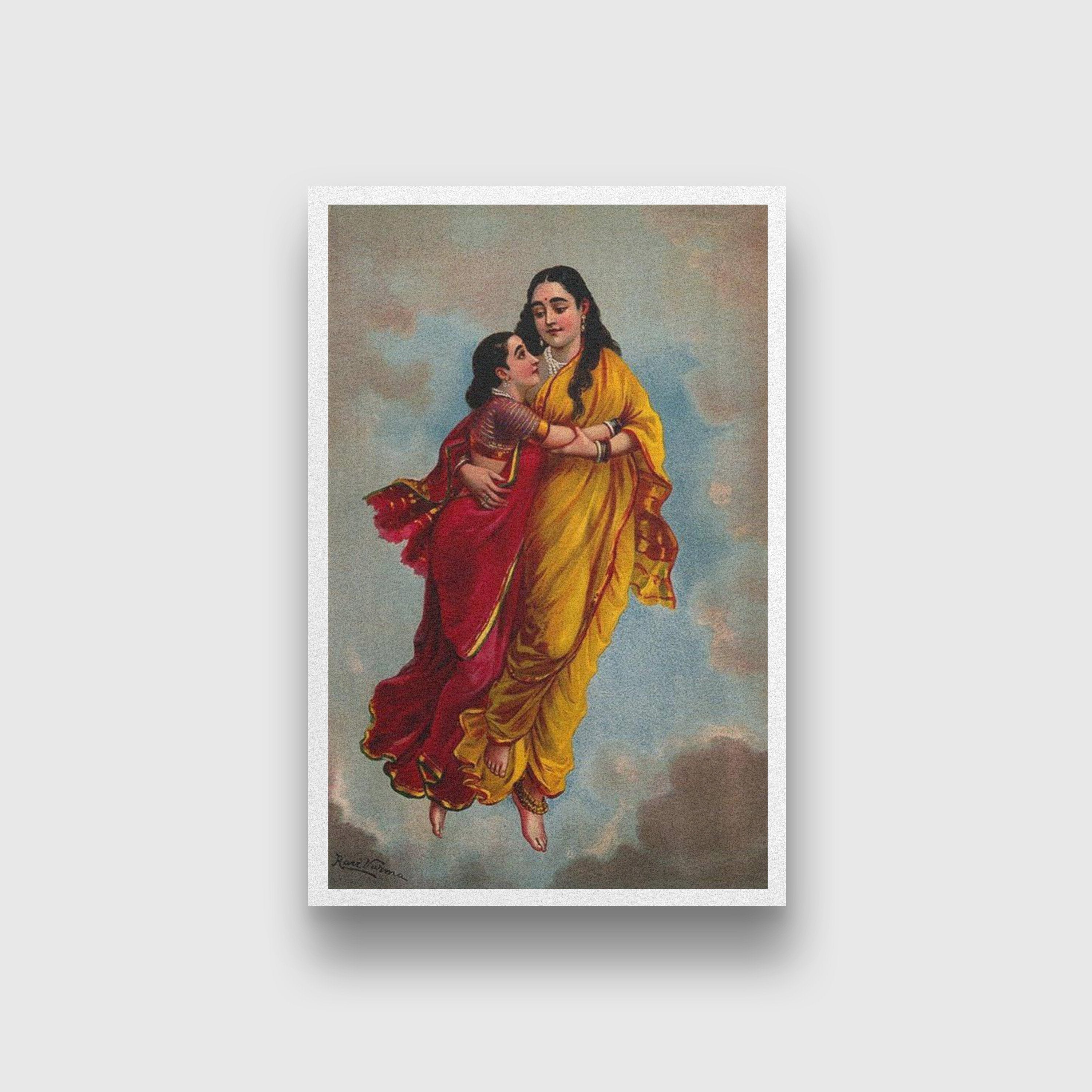 Menaka Takes Shakuntala to Heaven, Painting By Raja Ravi Varma - Meri Deewar 2 : 3 Vertical Premium Wall Art Canvas by MeriDeewar