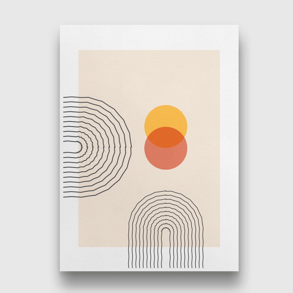 Mid Century Modern Geometric Painting 4 X 5.5 Vertical Premium Wall Art Canvas by MeriDeewar