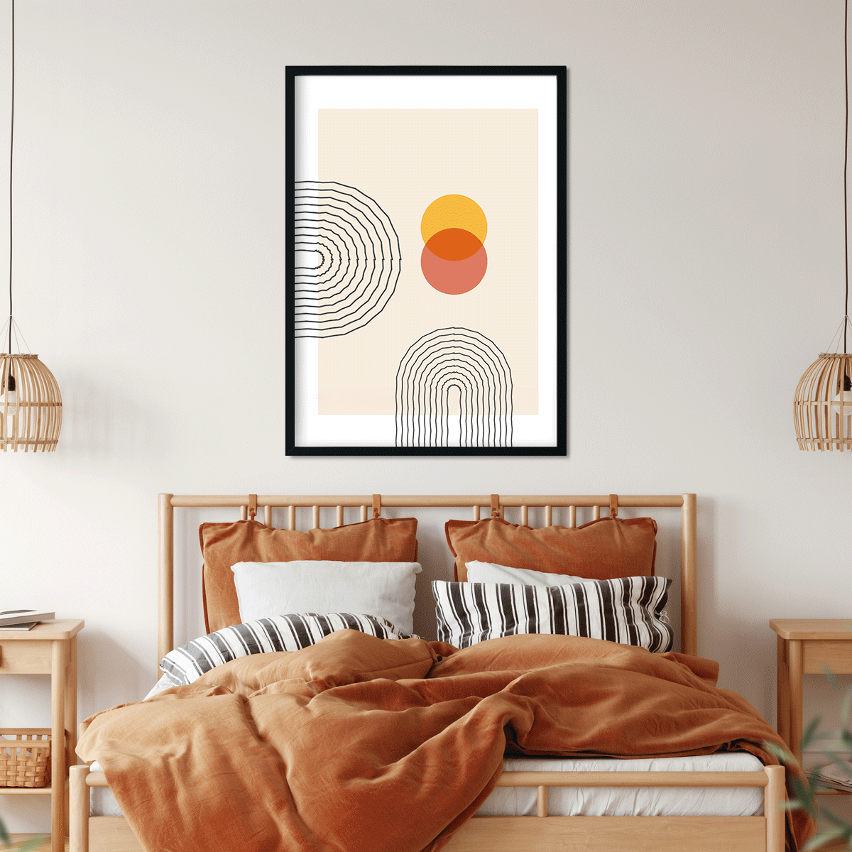Mid Century Modern Geometric Painting 4 X 5.5 Vertical Premium Wall Art Canvas by MeriDeewar