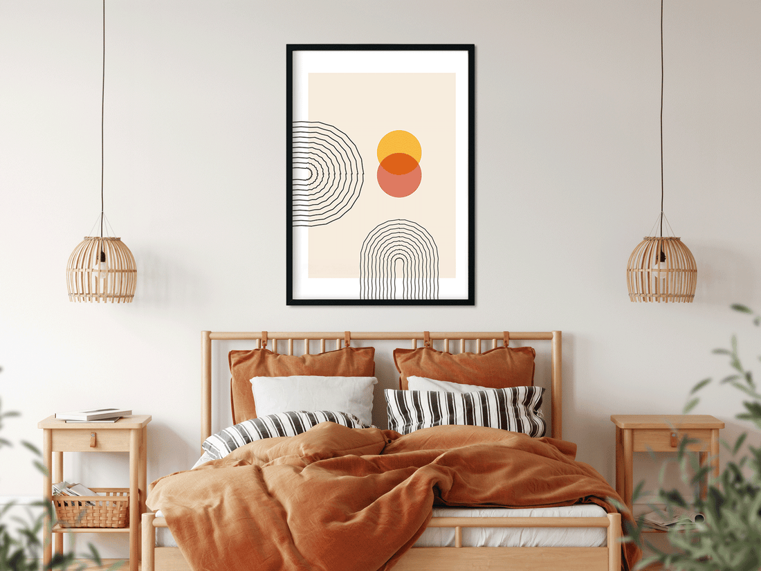 Mid Century Modern Geometric Painting 4 X 5.5 Vertical Premium Wall Art Canvas by MeriDeewar