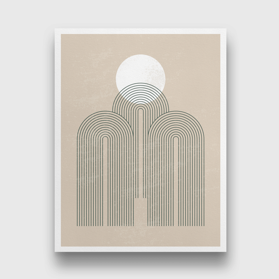 Mid century modern minimalist geometric moon phases Painting 3 : 4 Vertical Premium Wall Art Canvas by MeriDeewar