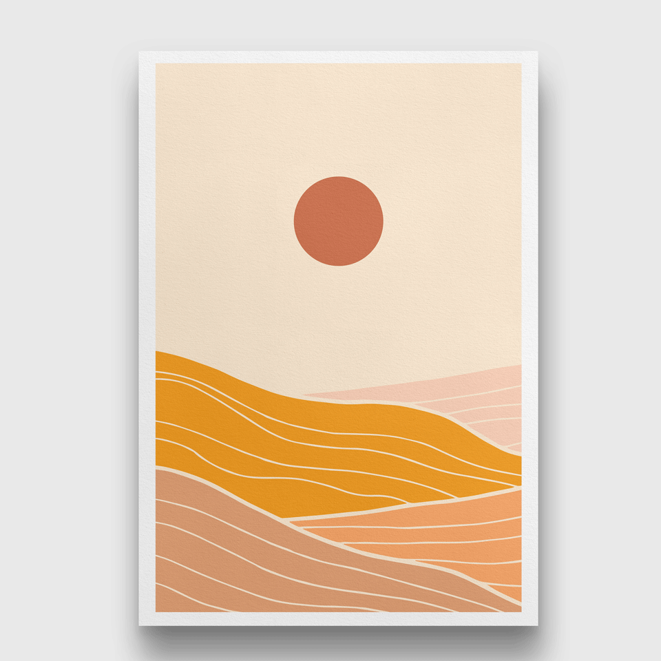 MidMod Golden Summer Sunset Painting 2 : 3 Vertical Premium Wall Art Canvas by MeriDeewar