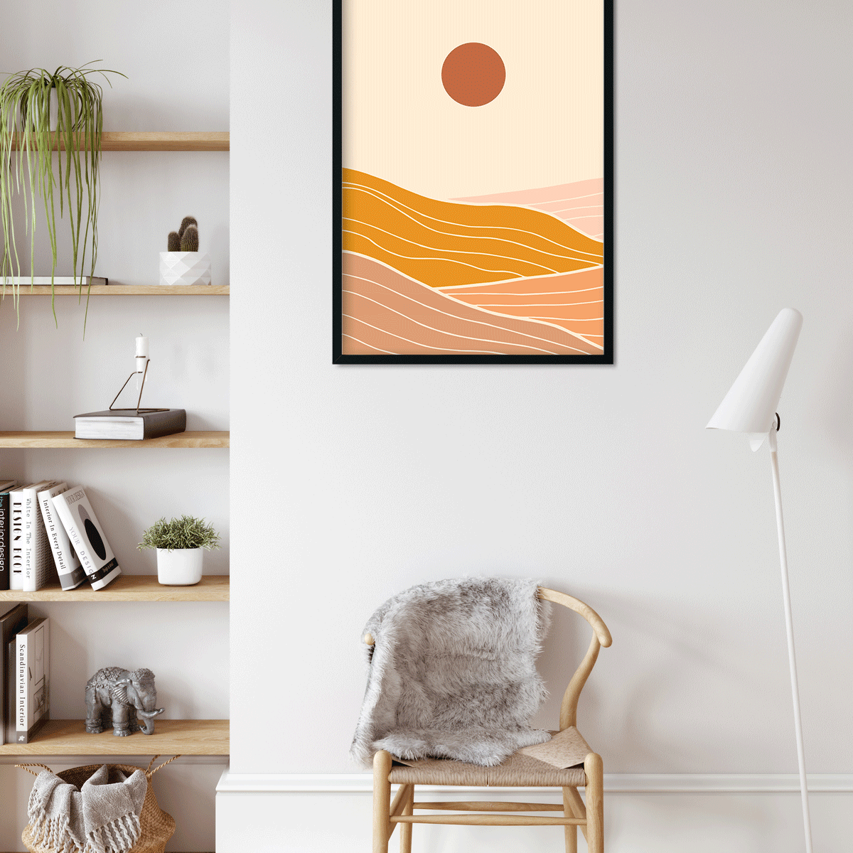 MidMod Golden Summer Sunset Painting 2 : 3 Vertical Premium Wall Art Canvas by MeriDeewar