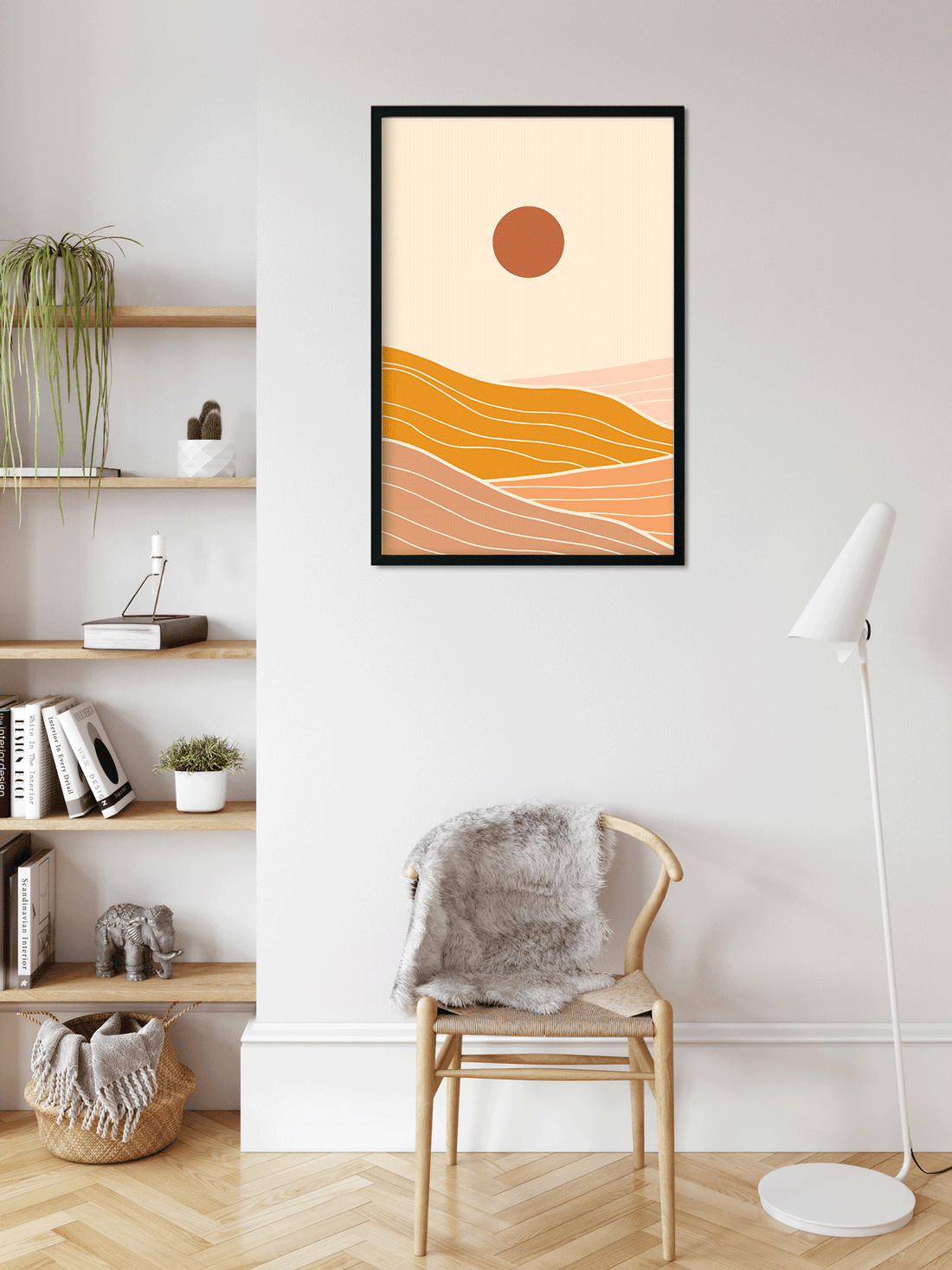 MidMod Golden Summer Sunset Painting 2 : 3 Vertical Premium Wall Art Canvas by MeriDeewar