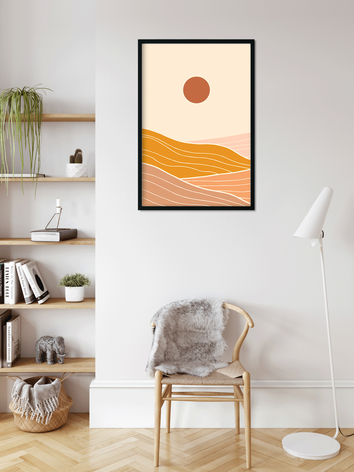 MidMod Golden Summer Sunset Painting 2 : 3 Vertical Premium Wall Art Canvas by MeriDeewar