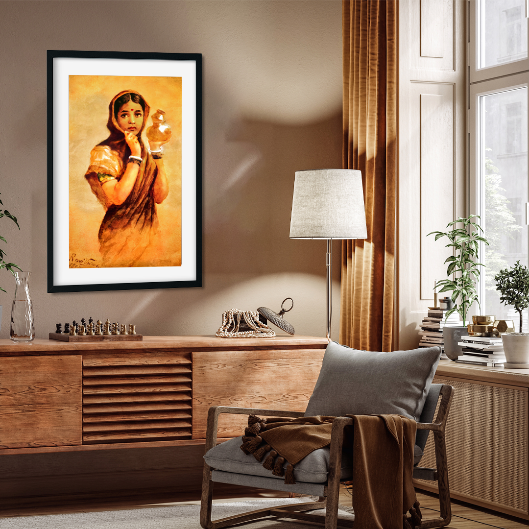 Milkmaid By Raja Ravi Varma Painting - Meri Deewar 2 : 3 Vertical Premium Wall Art Canvas by MeriDeewar