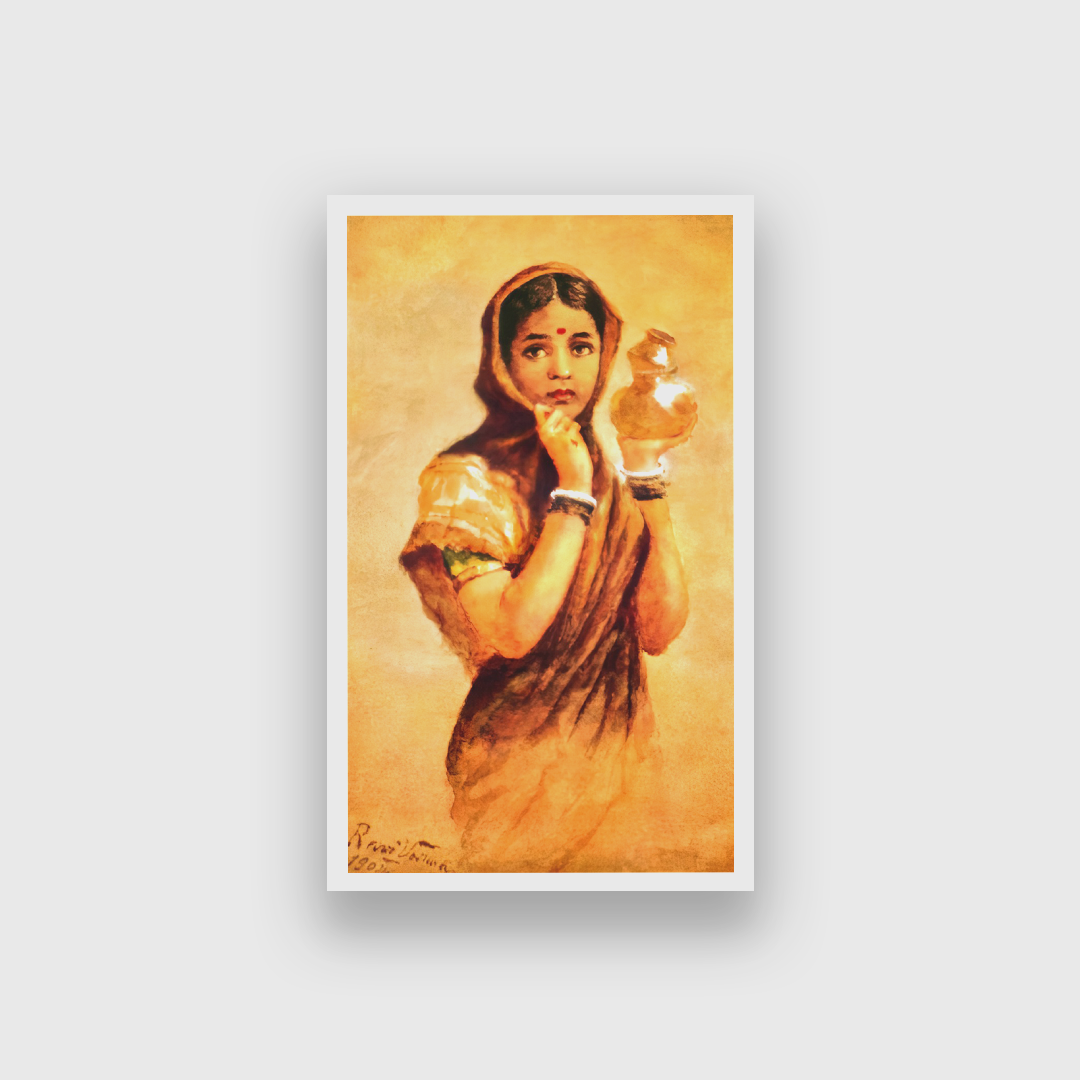Milkmaid By Raja Ravi Varma Painting - Meri Deewar 2 : 3 Vertical Premium Wall Art Canvas by MeriDeewar