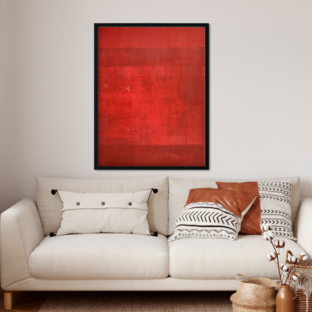 Minimalist Kumkum Red Abstract Paintings 4 :5 Vertical Premium Wall Art Canvas by MeriDeewar