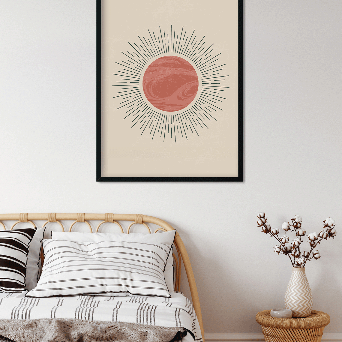 Minimalist mid century modern moon phases Painting 3 : 4 Vertical Premium Wall Art Canvas by MeriDeewar