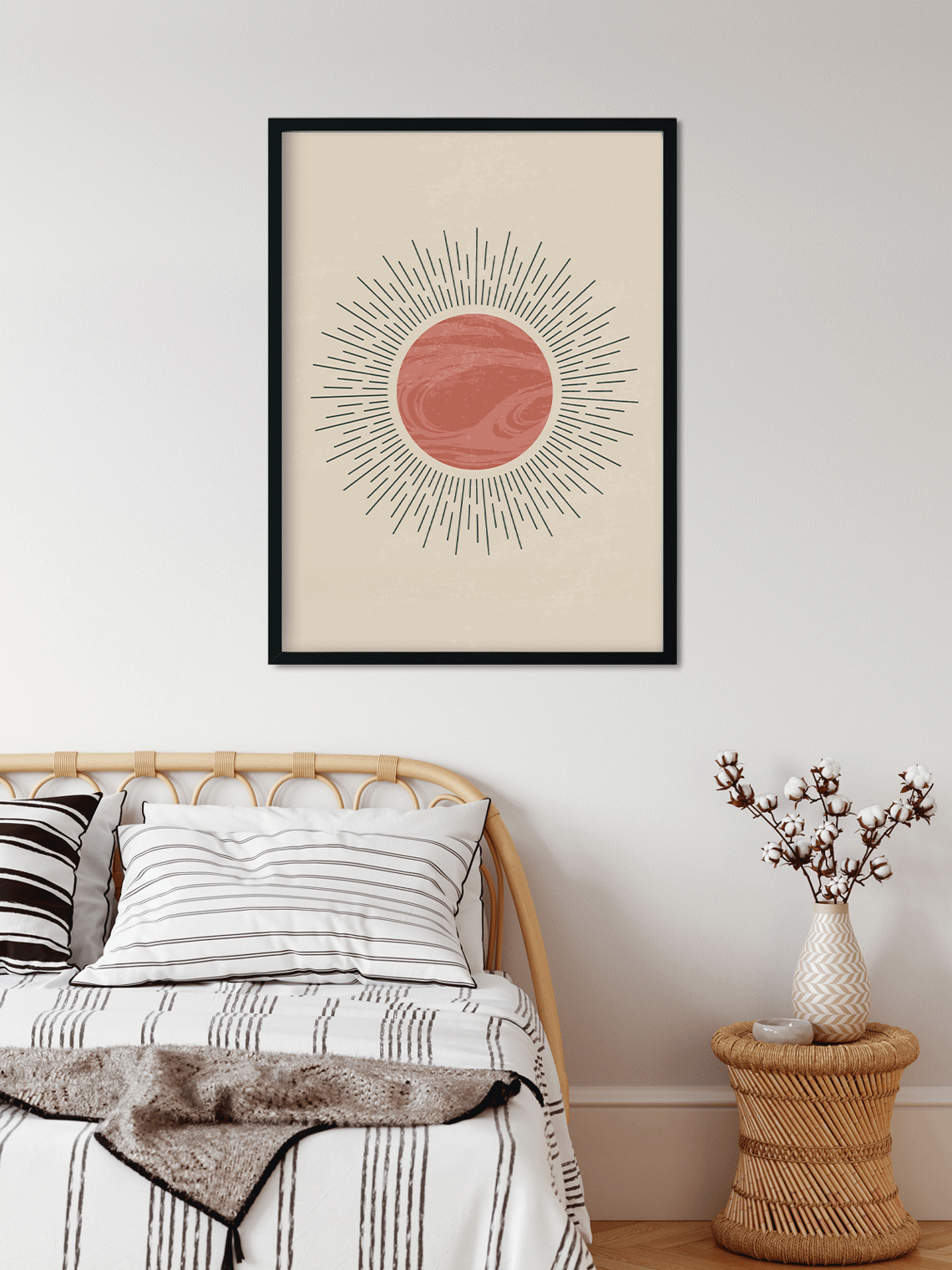Minimalist mid century modern moon phases Painting 3 : 4 Vertical Premium Wall Art Canvas by MeriDeewar