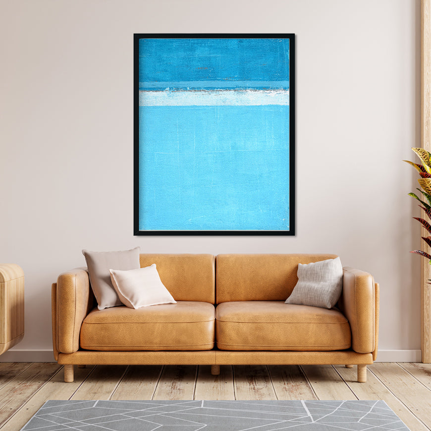 Minimalist Ocean Blue Abstract Paintings 4 :5 Vertical Premium Wall Art Canvas by MeriDeewar