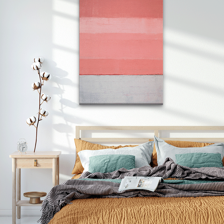 Minimalist Pink Abstract Paintings 3 : 4 Vertical Premium Wall Art Canvas by MeriDeewar