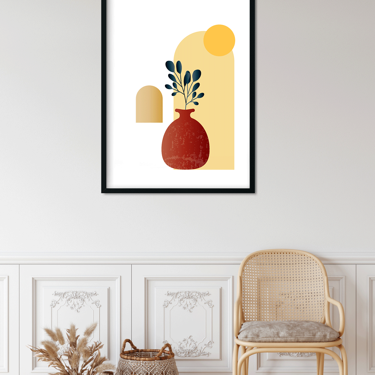 Modern boho wall art Painting 4 X 5.5 Vertical Premium Wall Art Canvas by MeriDeewar