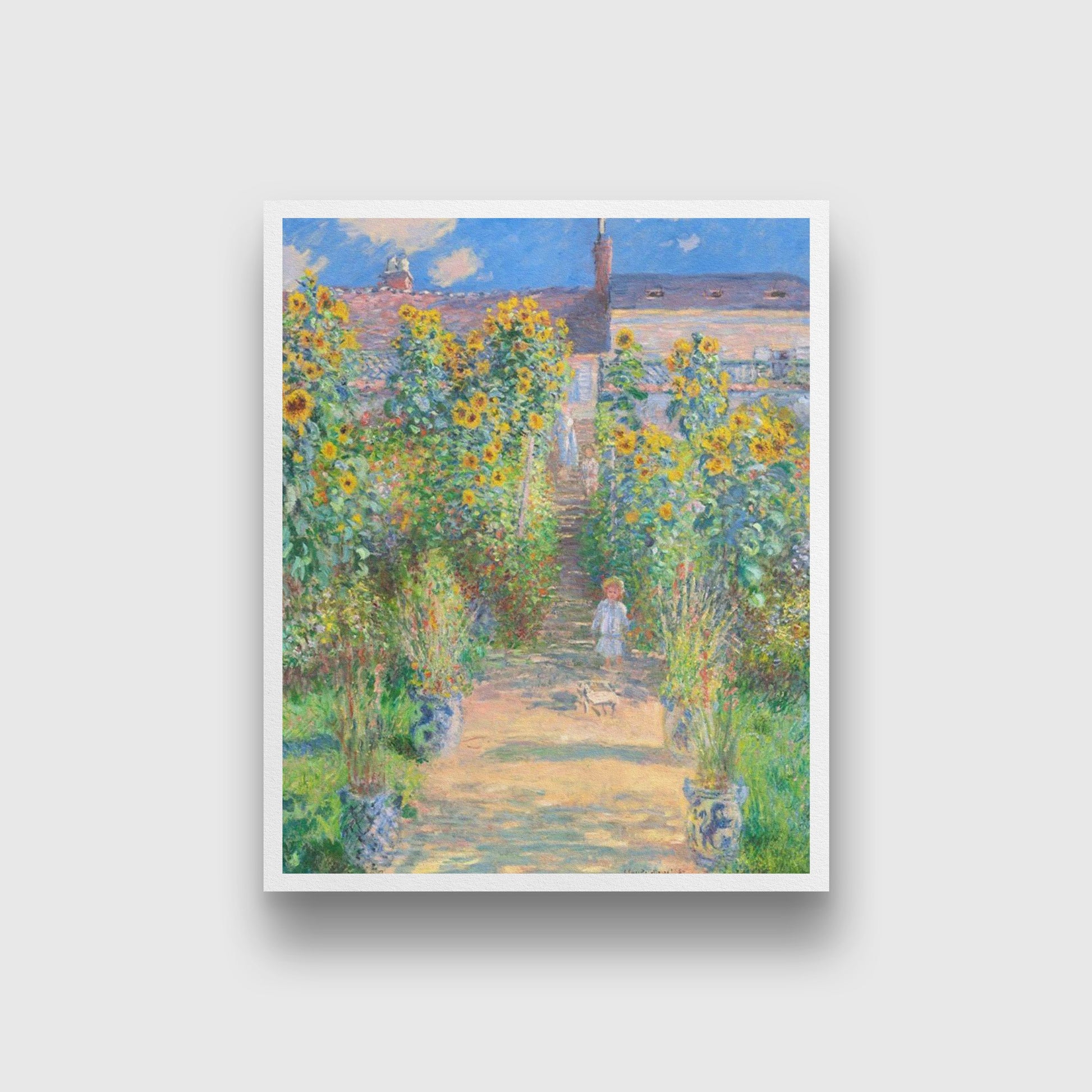Monet's Garden At Vetheuil Painting By Claude Monet - Meri Deewar 4 :5 Vertical Premium Wall Art Canvas by MeriDeewar
