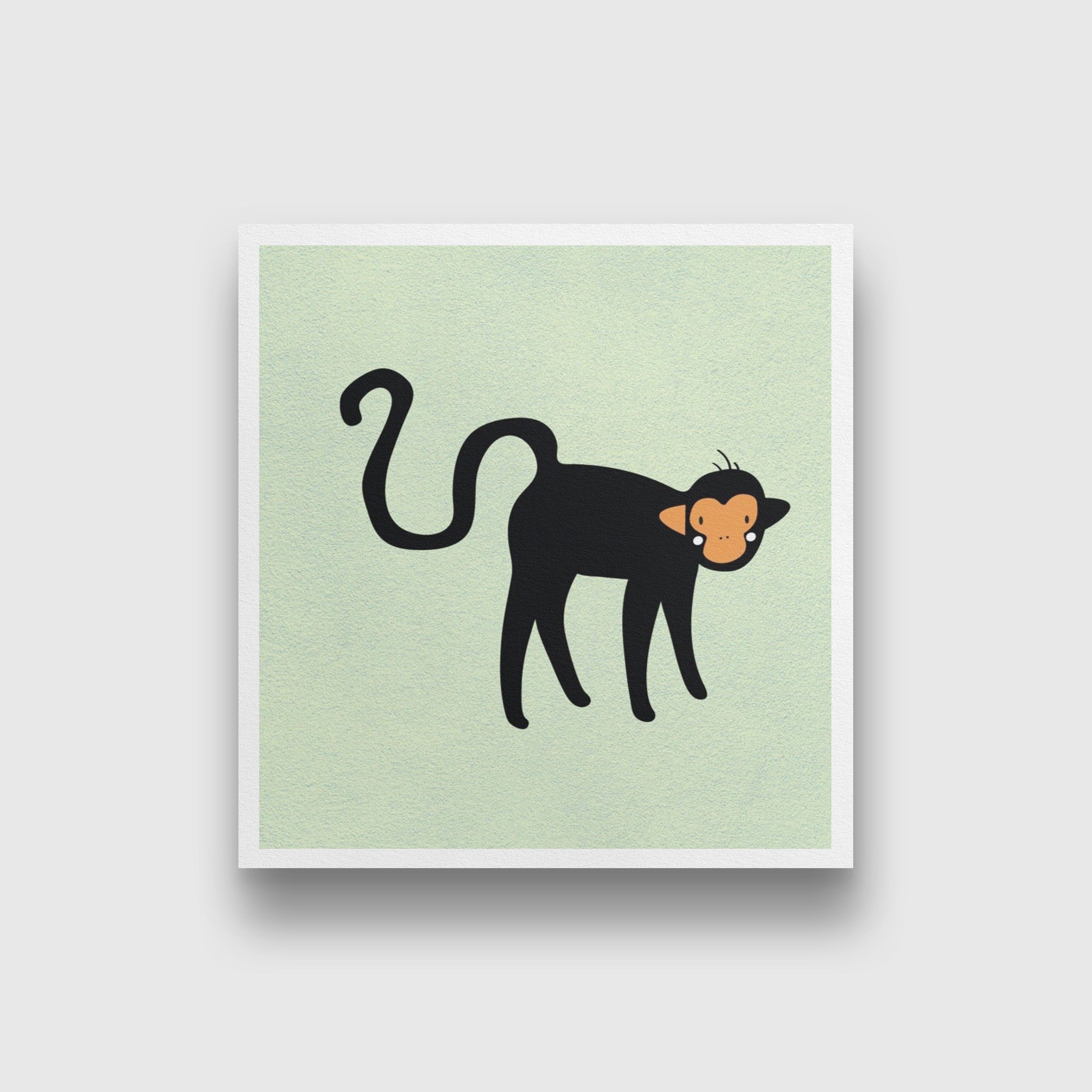 Monkey Painting - Meri Deewar 1 : 1 Square Premium Wall Art Canvas by MeriDeewar