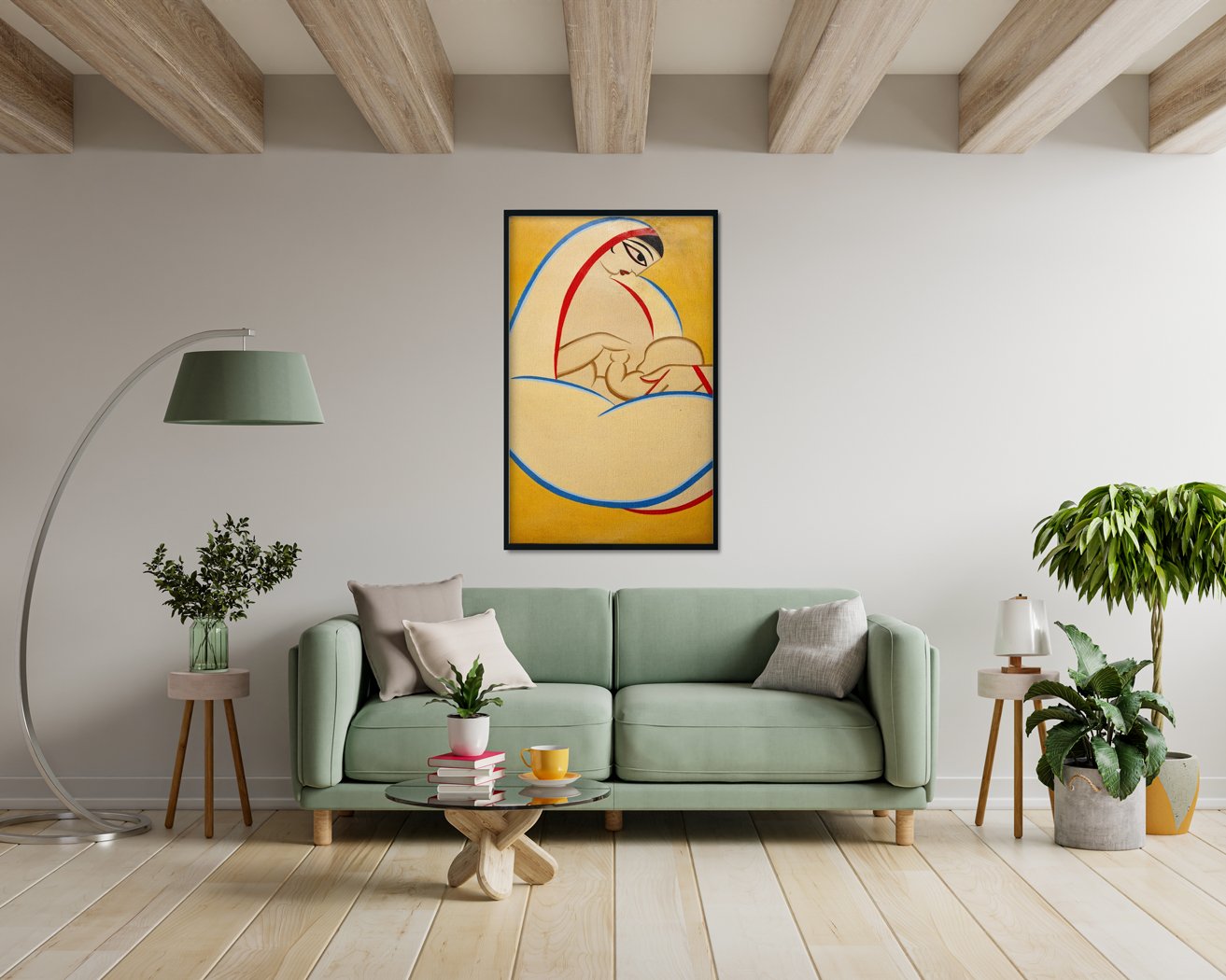 Mother and child Painting - Meri Deewar 1 : 2 Vertical Premium Wall Art Canvas by MeriDeewar