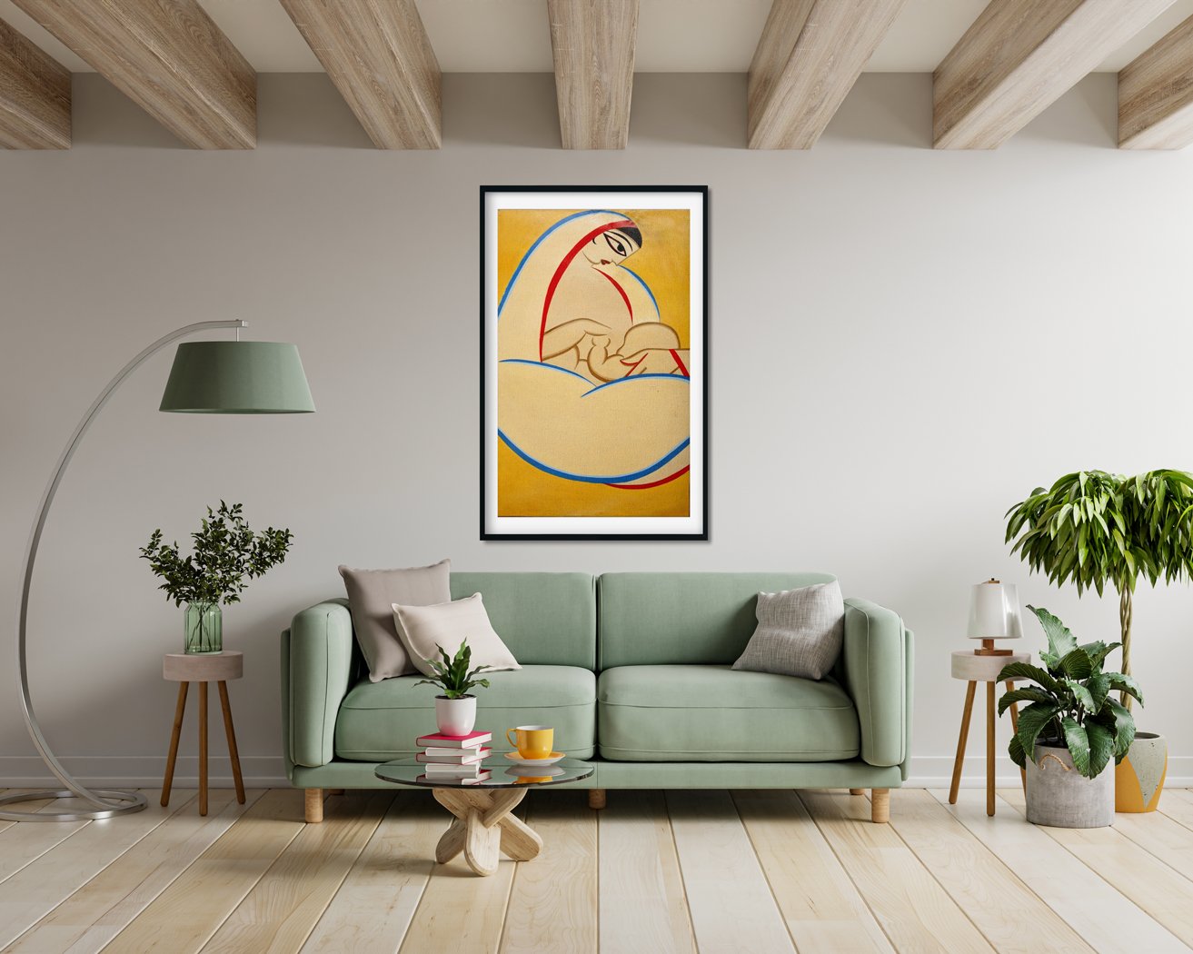 Mother and child Painting - Meri Deewar 1 : 2 Vertical Premium Wall Art Canvas by MeriDeewar