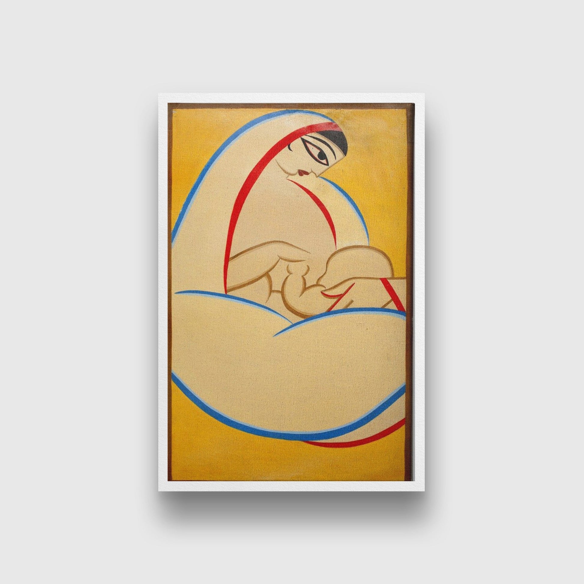 Mother and child Painting - Meri Deewar 1 : 2 Vertical Premium Wall Art Canvas by MeriDeewar