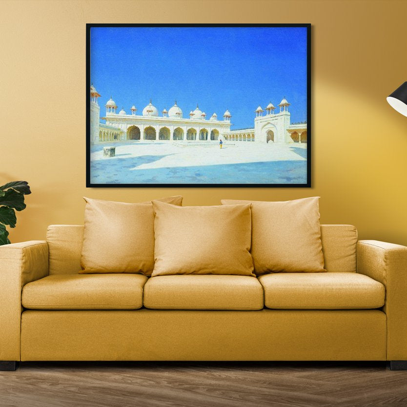 Moti masjid pearl mosque agra Painting - Meri Deewar 4 : 3 Horizontal Premium Wall Art Canvas by MeriDeewar