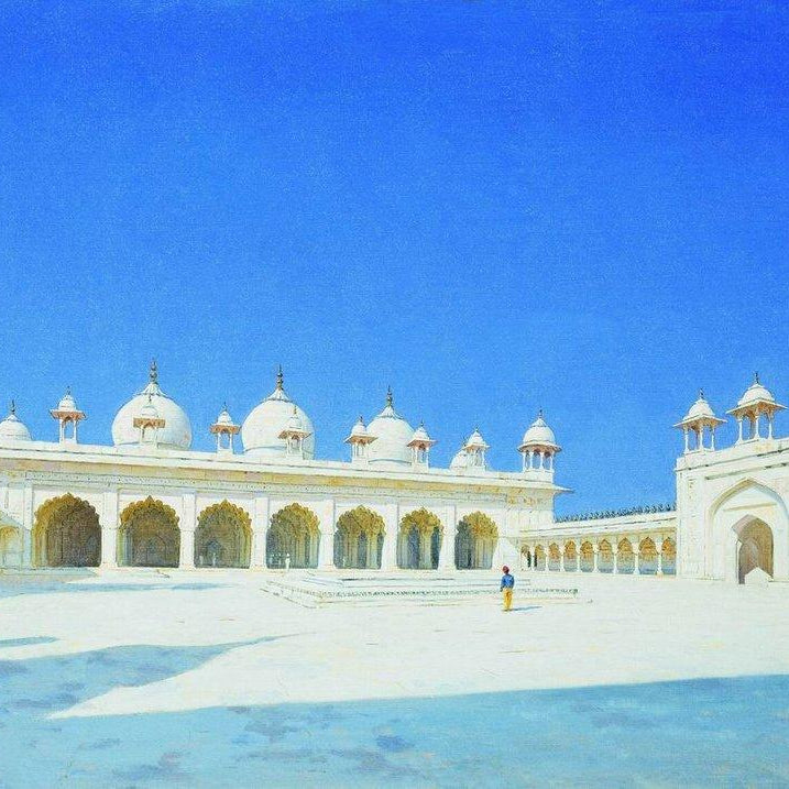 Moti masjid pearl mosque agra Painting - Meri Deewar 4 : 3 Horizontal Premium Wall Art Canvas by MeriDeewar