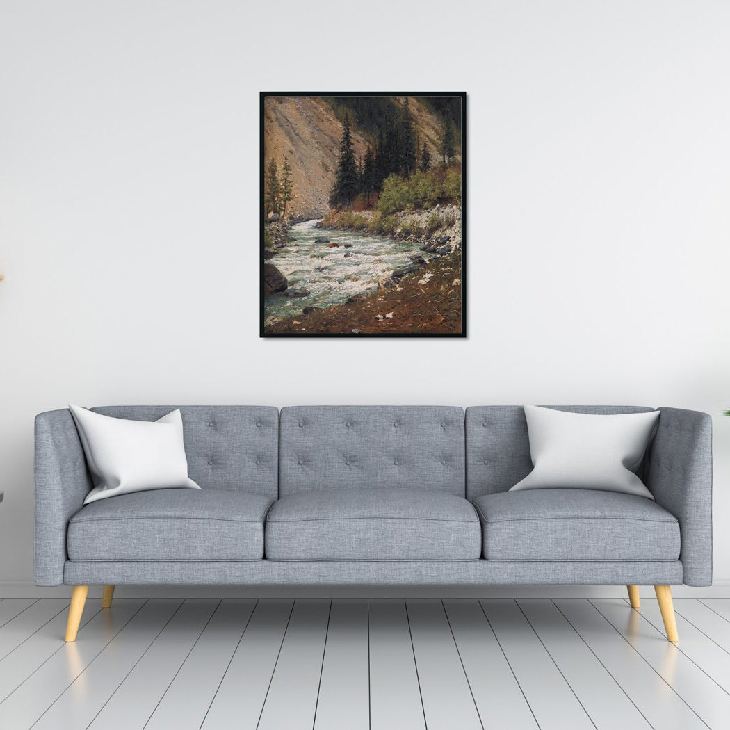 mountain stream in kashmir Painting - Meri Deewar 5 : 6 Vertical Premium Wall Art Canvas by MeriDeewar