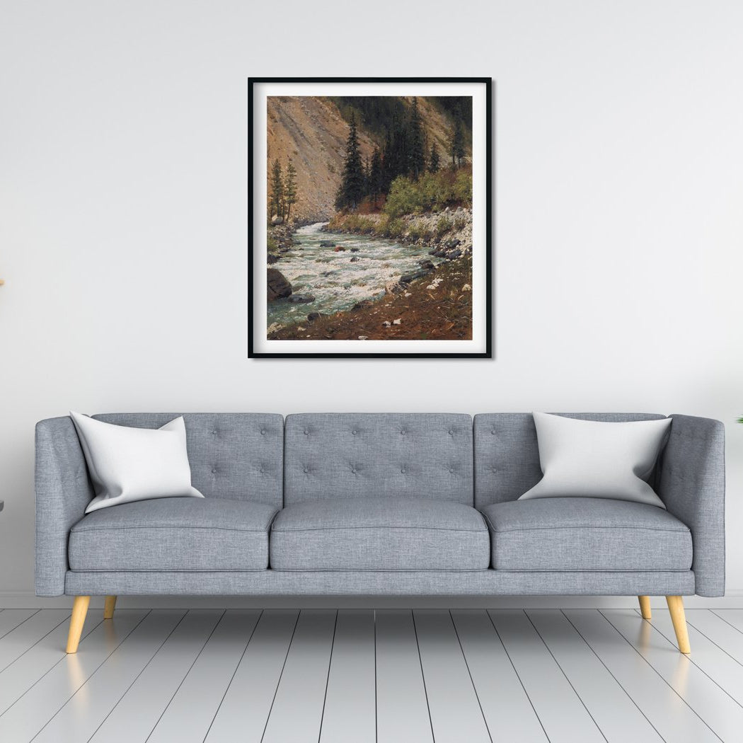mountain stream in kashmir Painting - Meri Deewar 5 : 6 Vertical Premium Wall Art Canvas by MeriDeewar