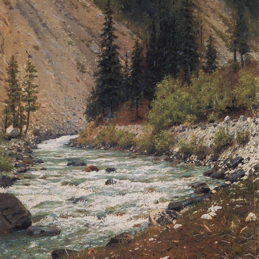 mountain stream in kashmir Painting - Meri Deewar 5 : 6 Vertical Premium Wall Art Canvas by MeriDeewar