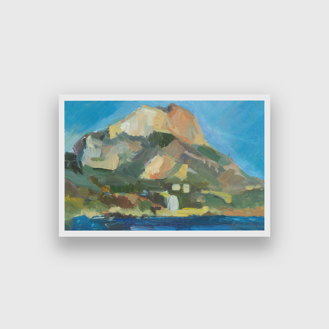 Mountains Nature With High Rock Sea Painting 3 : 2 Horizontal Premium Wall Art Canvas by MeriDeewar