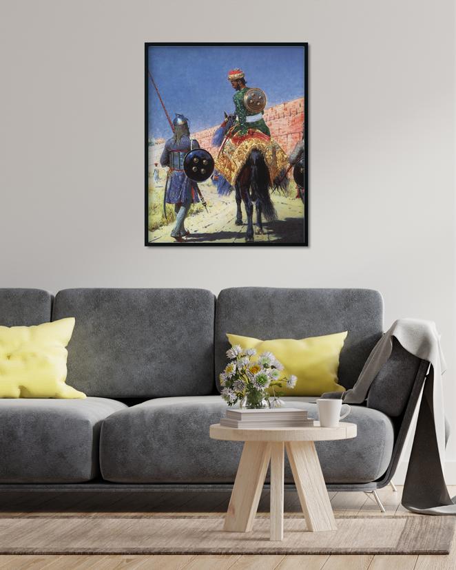 Mounted warrior in Painting - Meri Deewar 4 :5 Vertical Premium Wall Art Canvas by MeriDeewar