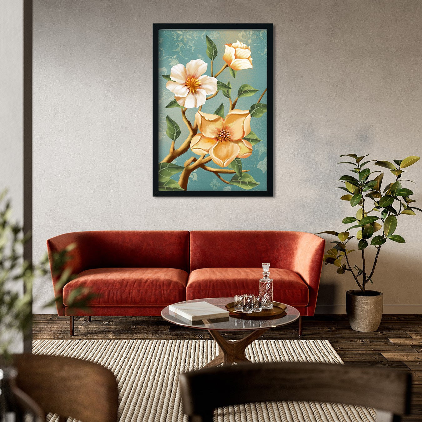 Multicolour Abstract Flower Painting 2 : 3 Vertical Premium Wall Art Canvas by MeriDeewar