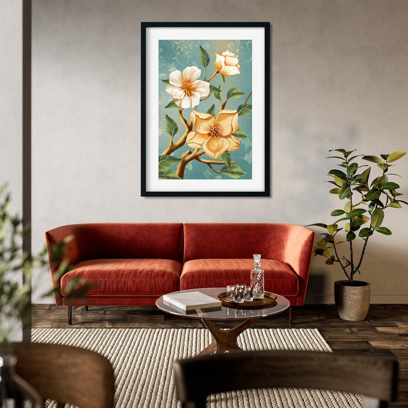 Multicolour Abstract Flower Painting 2 : 3 Vertical Premium Wall Art Canvas by MeriDeewar
