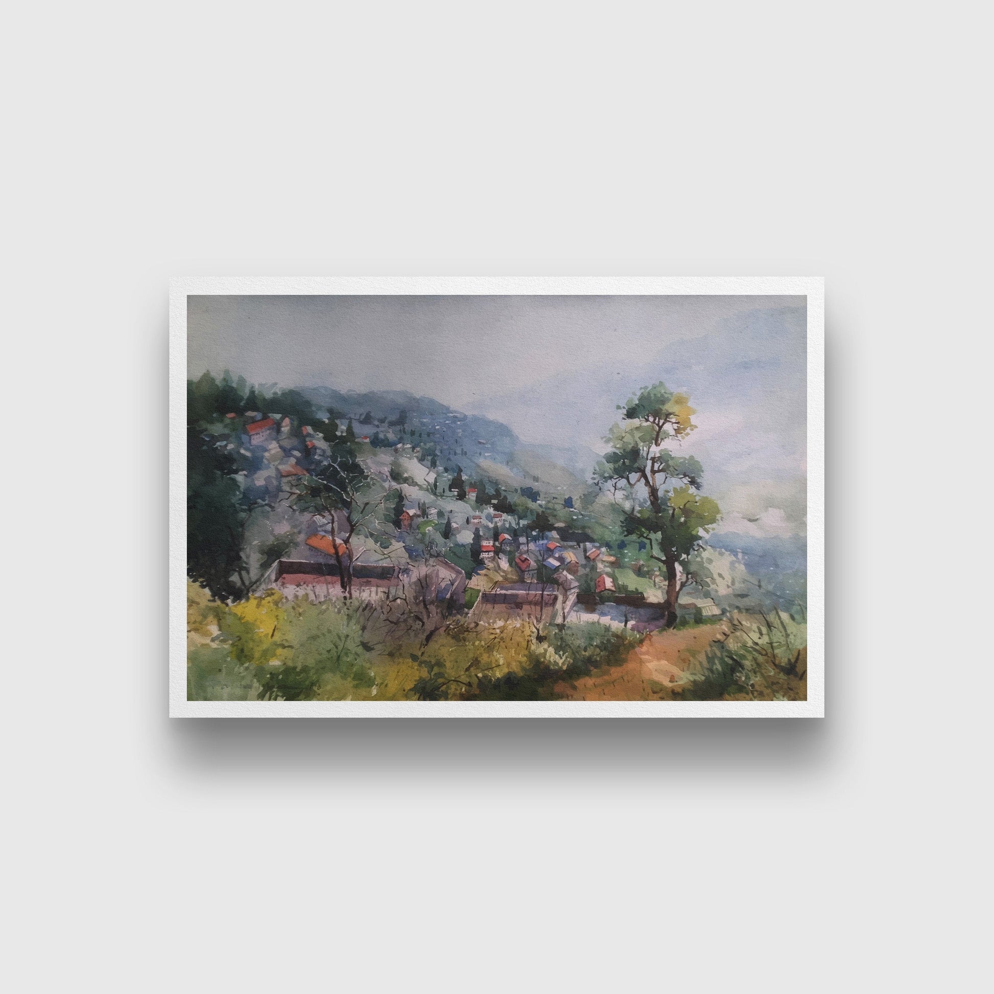 Munnar Cityscape Painting - Meri Deewar 3 : 2 Horizontal Premium Wall Art Canvas by MeriDeewar