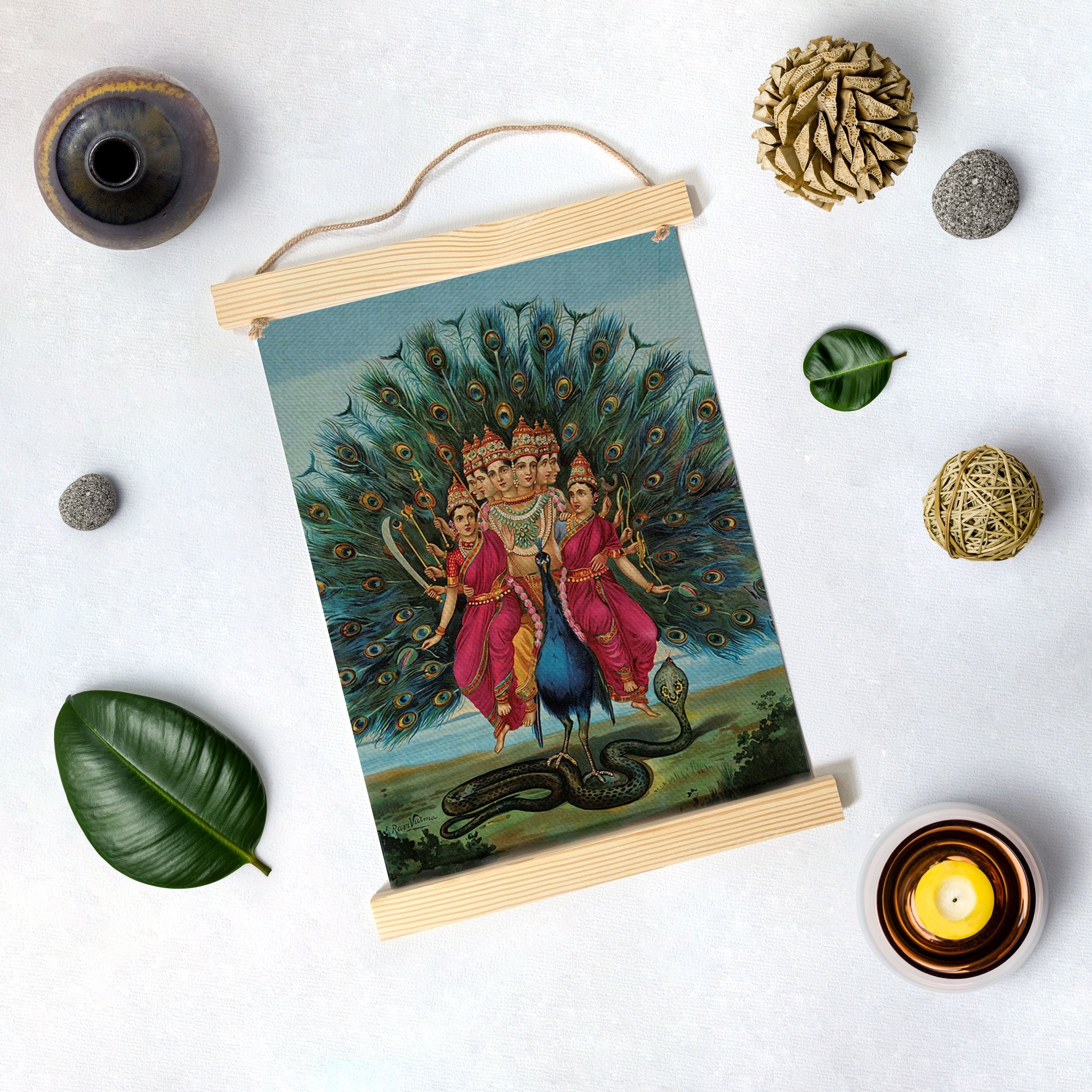 Murugan, Painting By Raja Ravi Varma Hanging Canvas - Meri Deewar Hanging Canvas Premium Wall Art Canvas by MeriDeewar